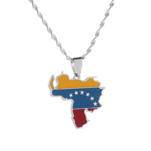 Venezuela Flag Map Necklace