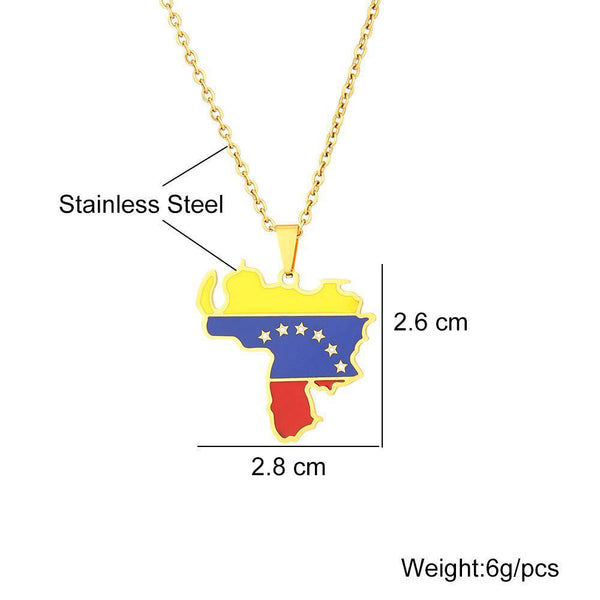 Venezuela Flag Map Necklace