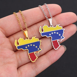 Venezuela Flag Map Necklace