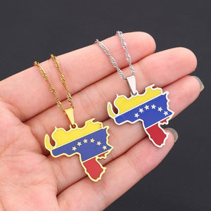 Venezuela Flag Map Necklace