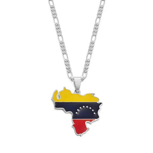 Venezuela Flag Map Necklace