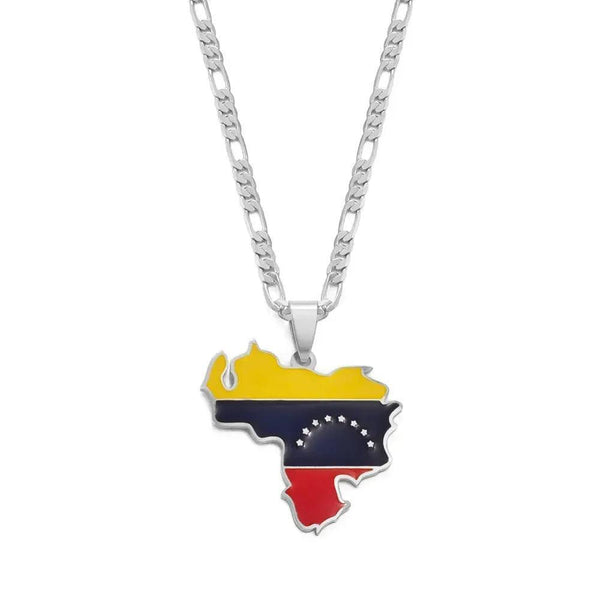 Venezuela Flag Map Necklace