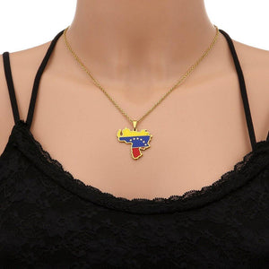 Venezuela Flag Map Necklace