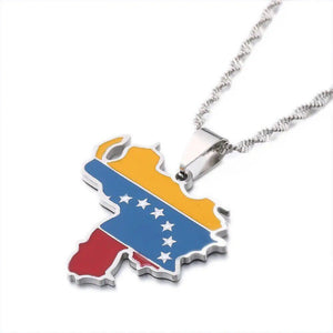 Venezuela Flag Map Necklace