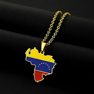 Venezuela Flag Map Necklace