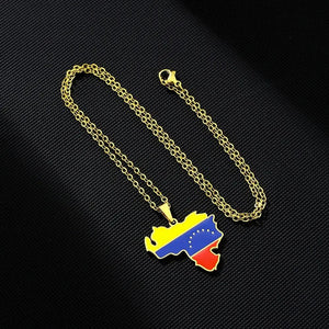 Venezuela Flag Map Necklace