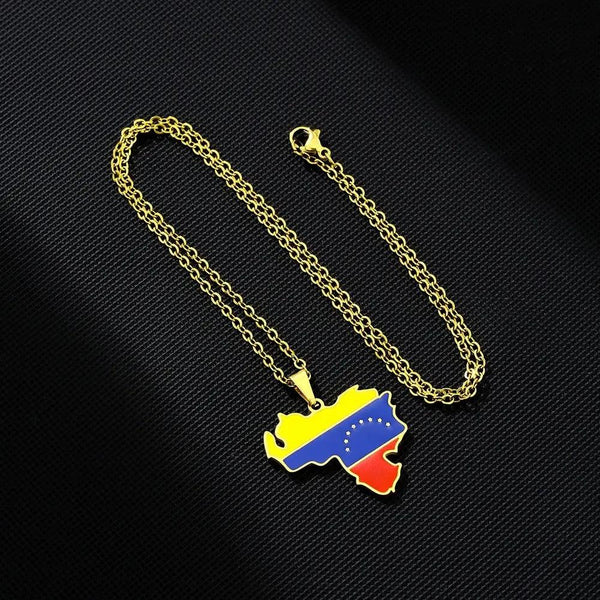 Venezuela Flag Map Necklace