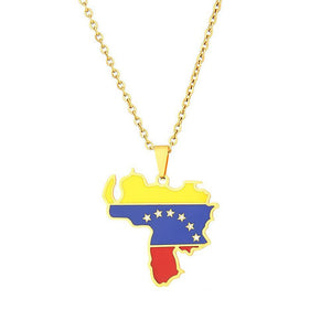 Venezuela Flag Map Necklace