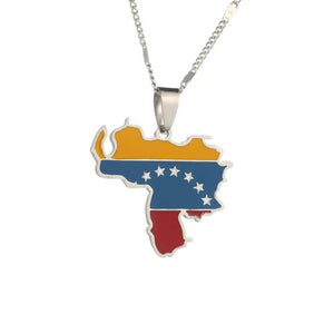 Venezuela Flag Map Necklace