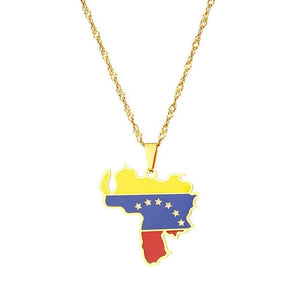 Venezuela Flag Map Necklace