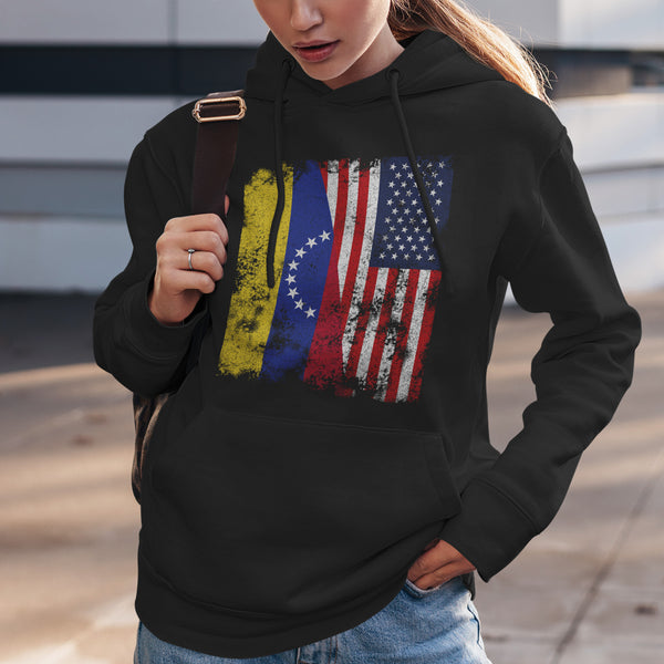 Venezuela USA Flag - Half American Hoodie