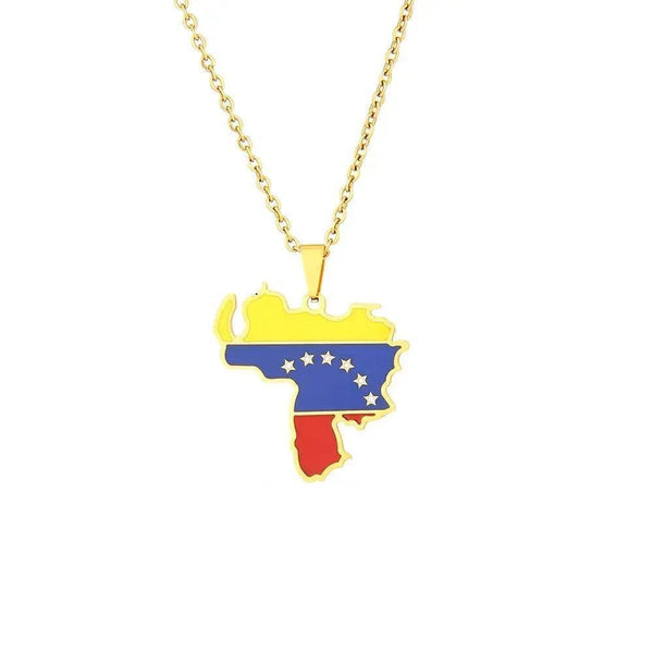 Venezuela Flag Map Necklace