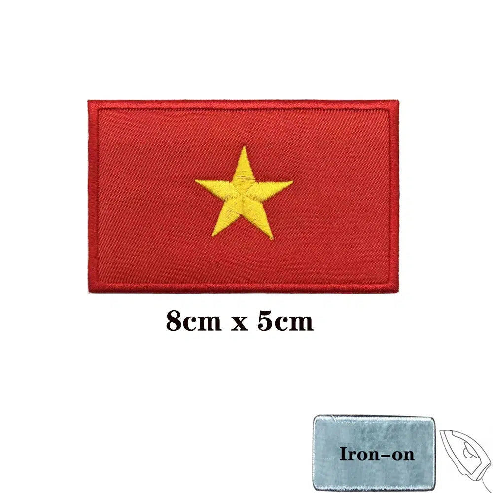 Vietnam Flag Patch - Iron On/Hook & Loop Patch