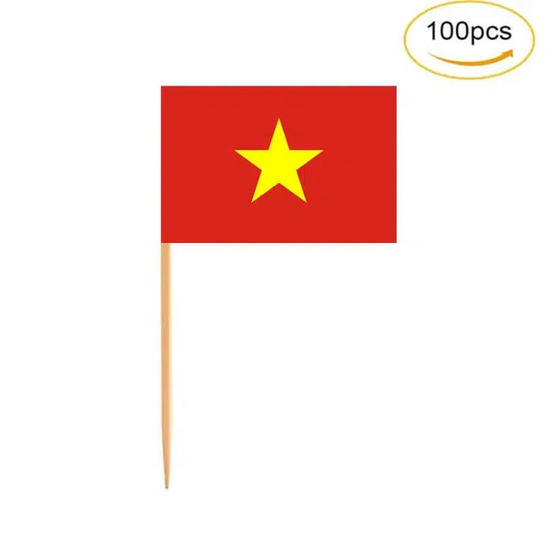 Vietnam Flag Toothpicks - Cupcake Toppers (100Pcs)