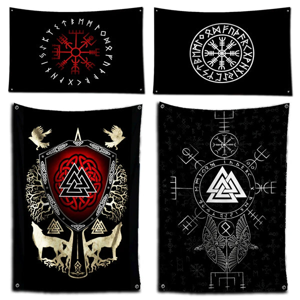Viking Flags - Odin and Valhalla Flags - 90x150cm(3x5ft) - 60x90cm(2x3ft)