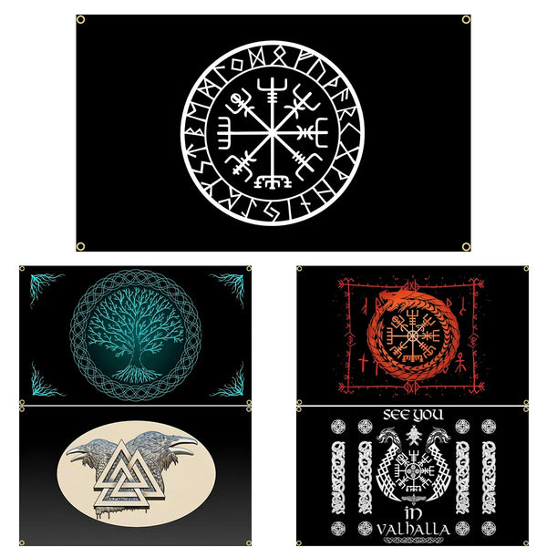 Viking Flags - Odin and Valhalla Flags - 90x150cm(3x5ft) - 60x90cm(2x3ft)