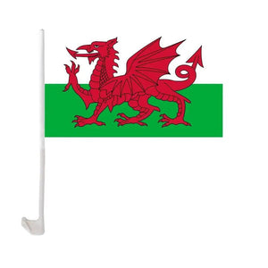 Wales Car Flag with Window Clip and Pole - Flag for Car Window
