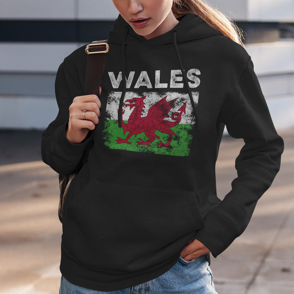 Wales Flag Distressed - Welsh Flag Hoodie