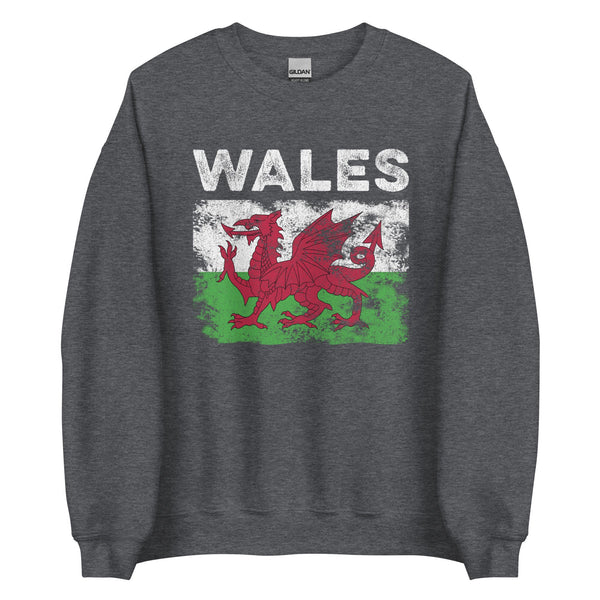Wales Flag Distressed - Welsh Flag Sweatshirt