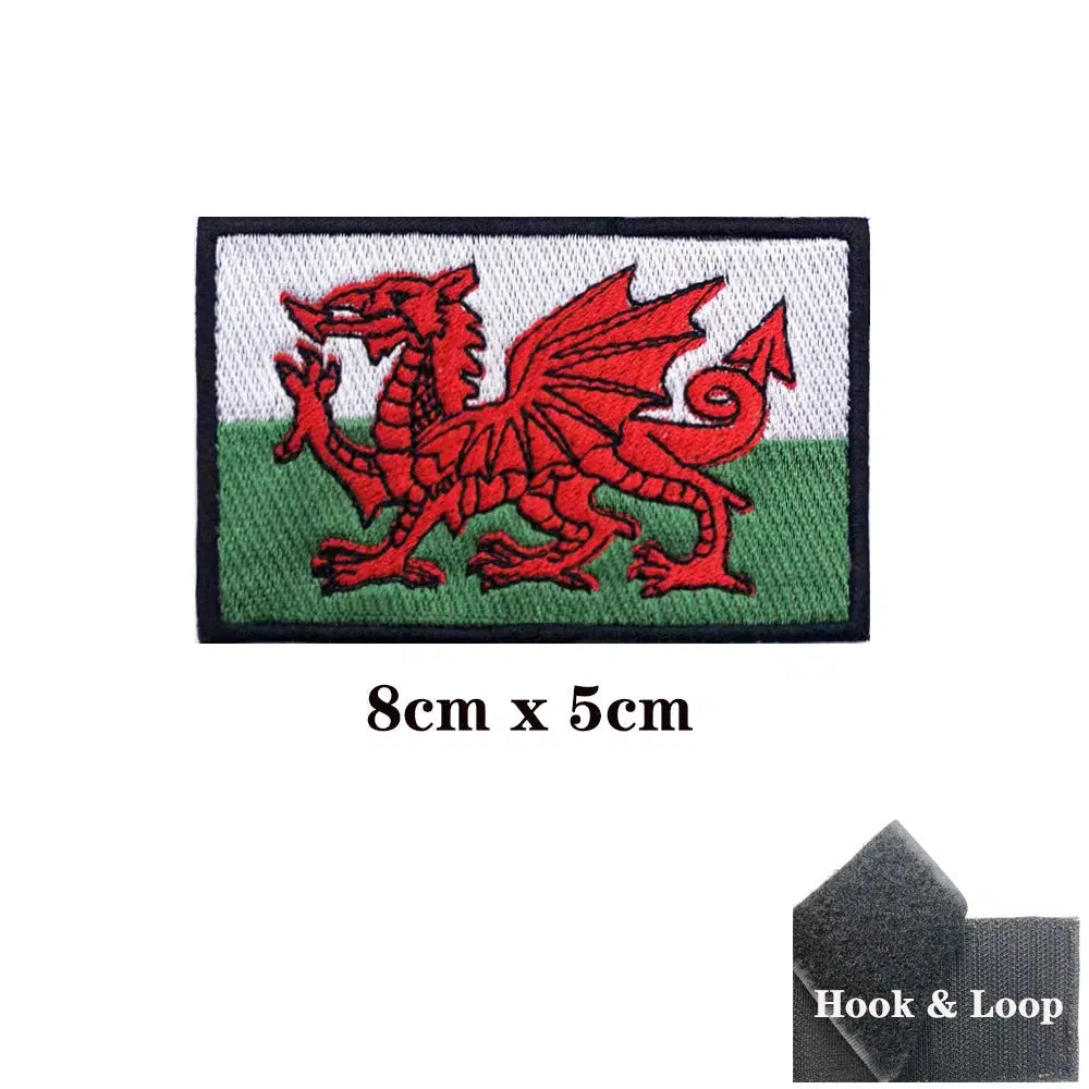 Wales Flag Patch - Iron On/Hook & Loop Patch