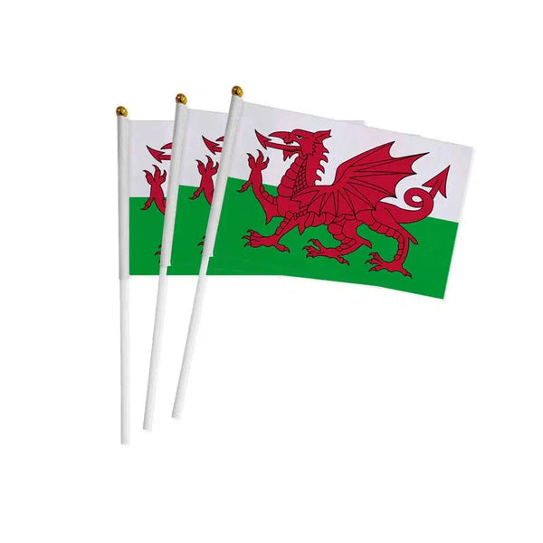 Wales Flag on Stick - Small Handheld Flag (50/100Pcs)