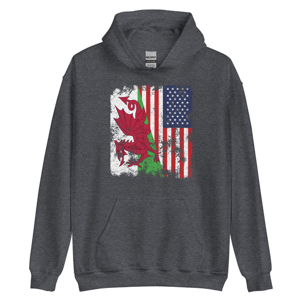 Wales USA Flag - Half American Hoodie