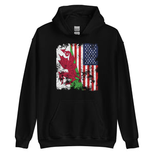 Wales USA Flag - Half American Hoodie