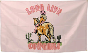Western Long Live Cowgirls Flag - 90x150cm(3x5ft) - 60x90cm(2x3ft)