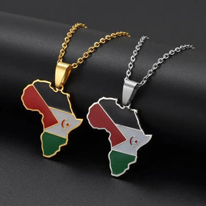 Western Sahara Flag Map Necklace