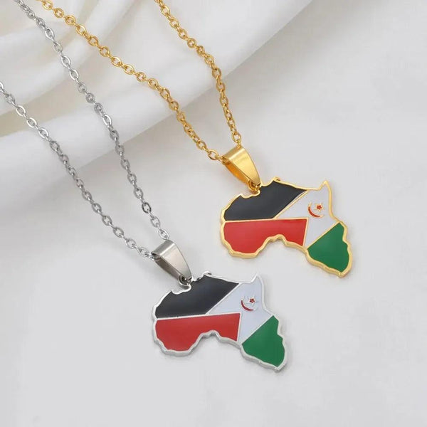 Western Sahara Flag Map Necklace