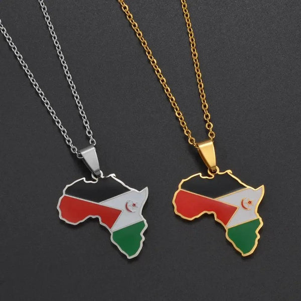 Western Sahara Flag Map Necklace