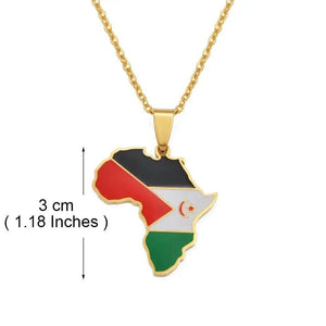 Western Sahara Flag Map Necklace