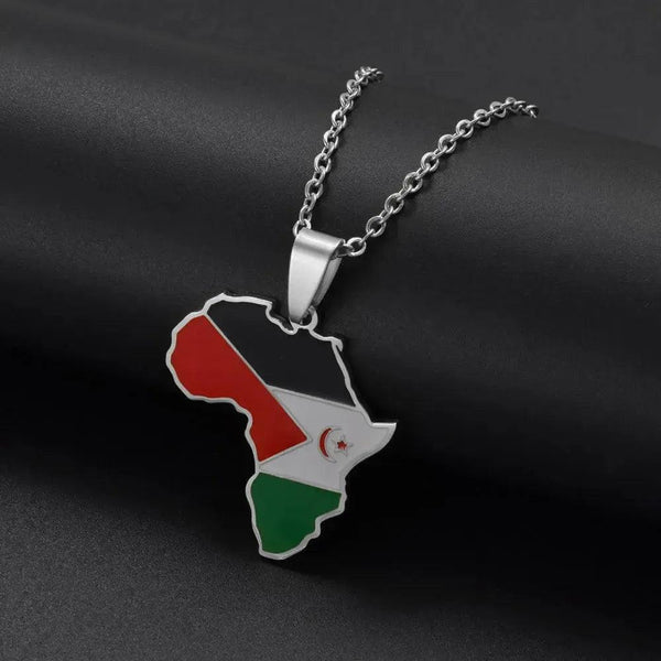 Western Sahara Flag Map Necklace