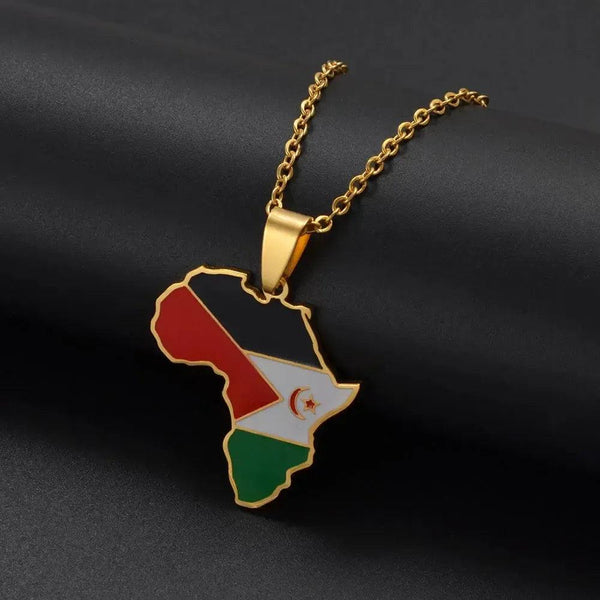 Western Sahara Flag Map Necklace