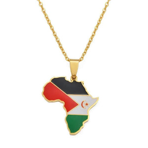 Western Sahara Flag Map Necklace