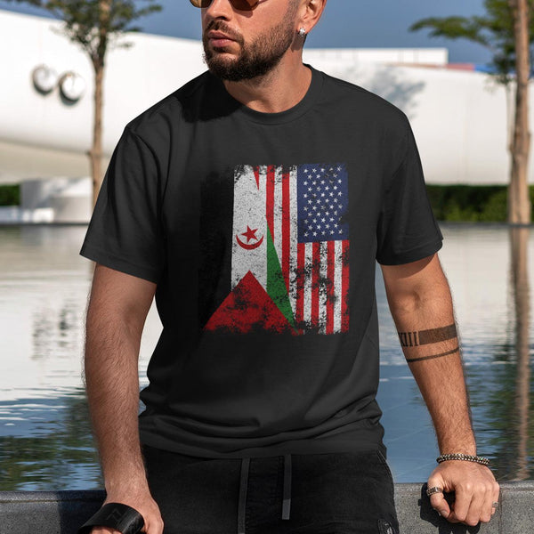 Western Sahara USA Flag - Half American T-Shirt
