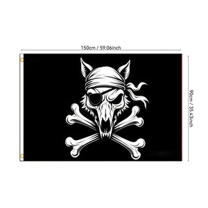 Wolf Pirate Flag - Skull and Crossbones Flag - 90x150cm(3x5ft) - 60x90cm(2x3ft)