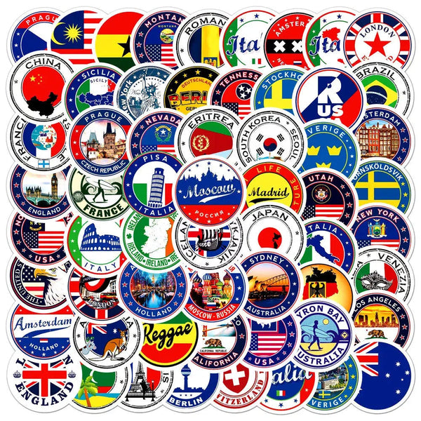 World Flag Sticker Set - 60 Pcs