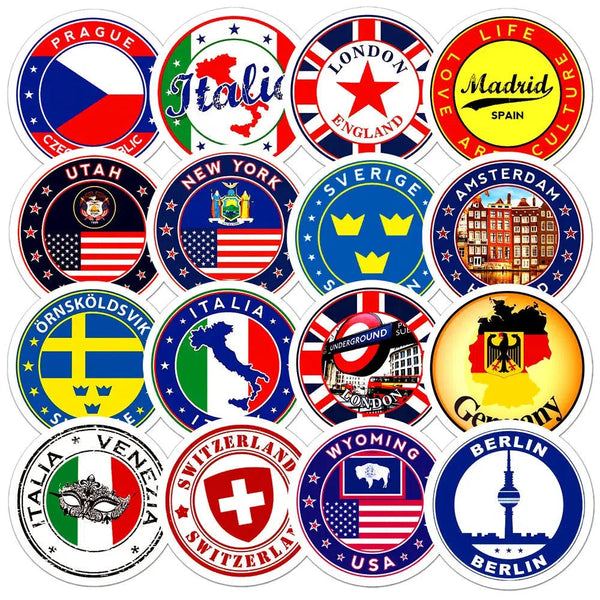 World Flag Sticker Set - 60 Pcs