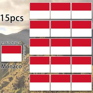 World Flag Stickers - 15pcs Country Flag Decal Pack