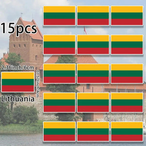 World Flag Stickers - 15pcs Country Flag Decal Pack