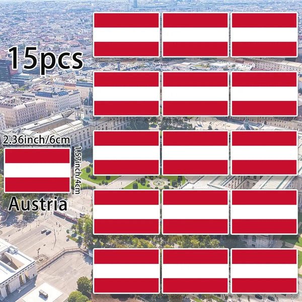 World Flag Stickers - 15pcs Country Flag Decal Pack