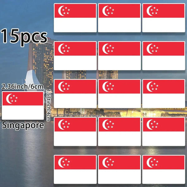 World Flag Stickers - 15pcs Country Flag Decal Pack