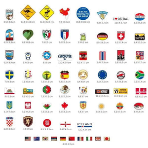 World Flag Stickers - 64pcs PVC Waterproof Country Sticker Pack