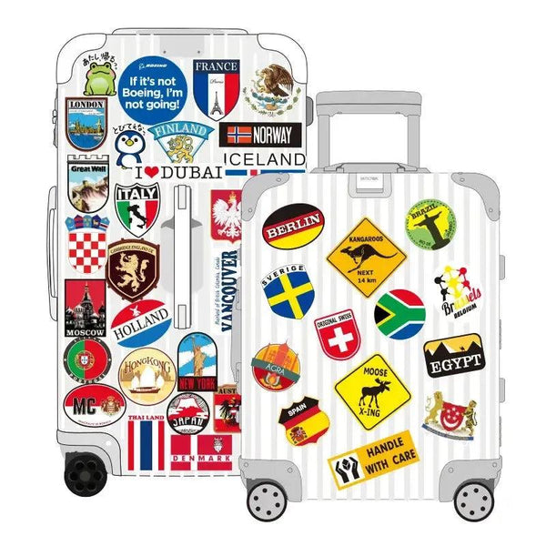 World Flag Stickers - 64pcs PVC Waterproof Country Sticker Pack