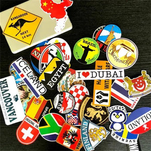 World Flag Stickers - 64pcs PVC Waterproof Country Sticker Pack
