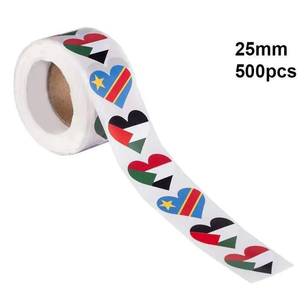 World Flags Sticker Roll - 500pcs Country Flag Stickers