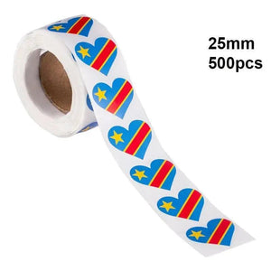 World Flags Sticker Roll - 500pcs Country Flag Stickers