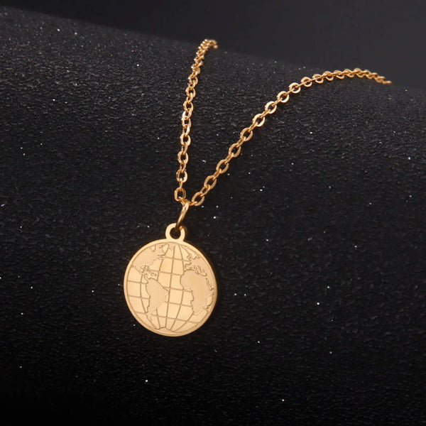 World Map Globe Pendant Necklace