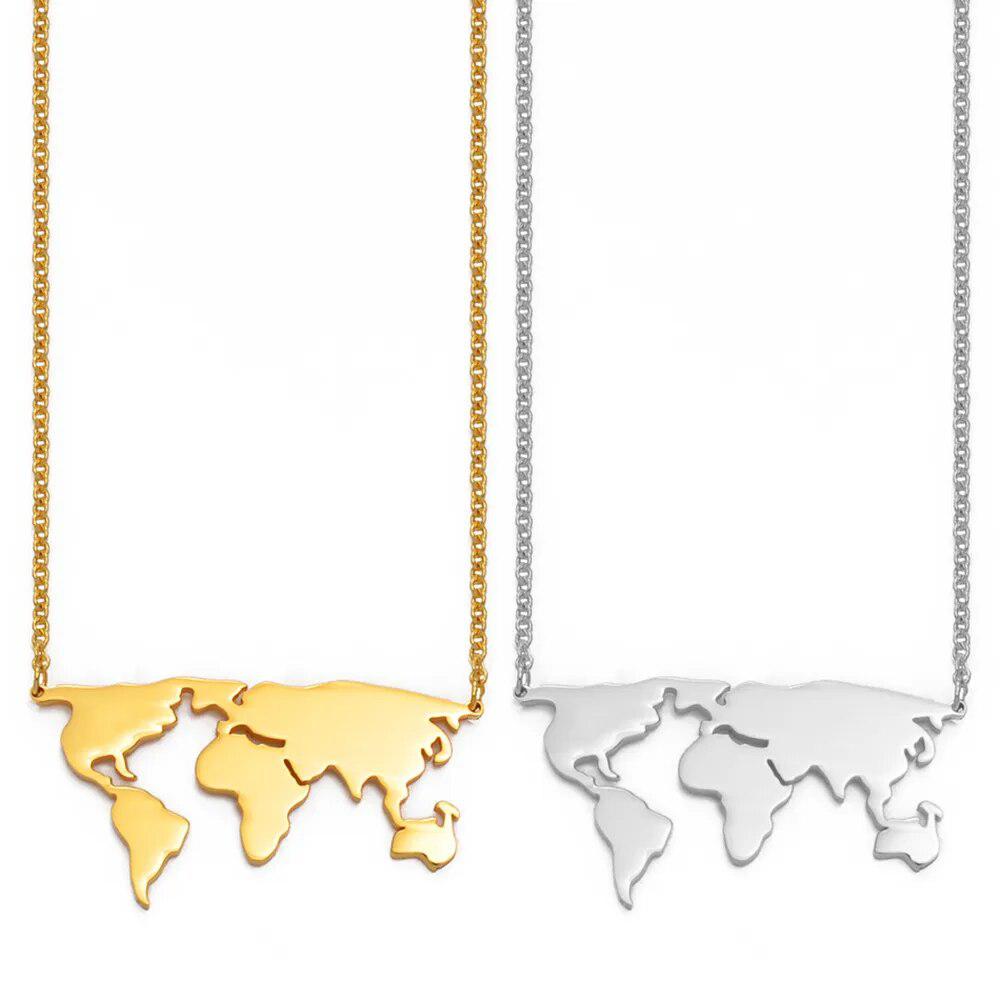 World Map Pendant Necklace